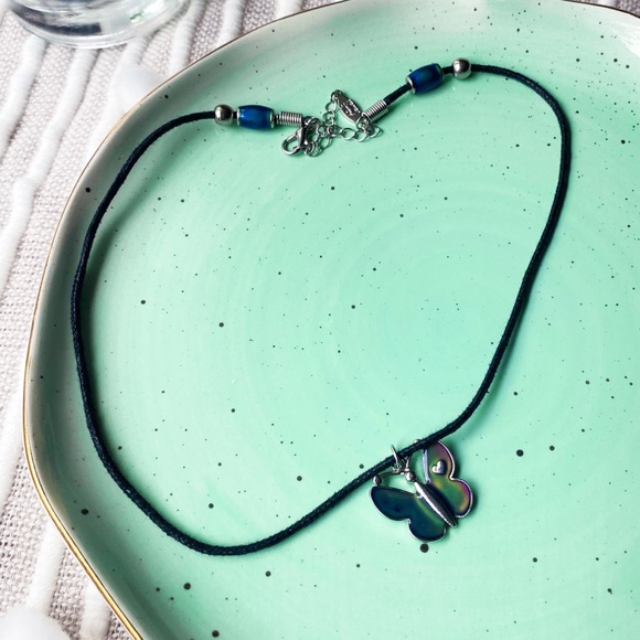 Dainty Rope Butterfly Mood Necklace - Picture 1 of 6